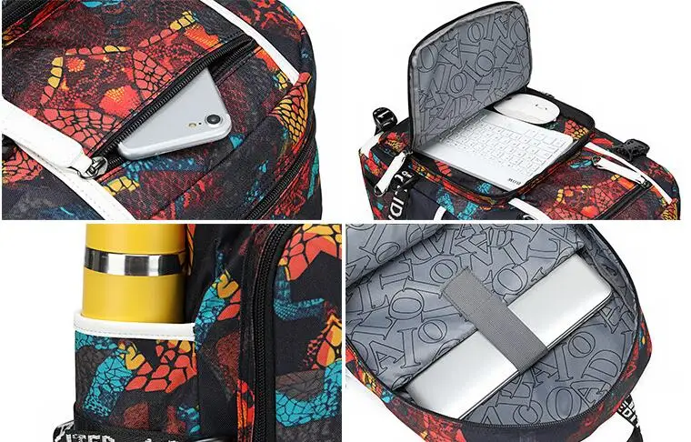 Neue Mochila student schulranzen Mode Druck laptop tasche Männer reisetaschen USB Lade rucksack Oxford undertale Sans Rucksack