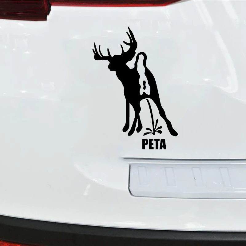 

15*10.5cm Vinyl Decal Peta Funny Deer Hunt Fun Hunting Sticker Car Styling Car Accessories Decor Decals