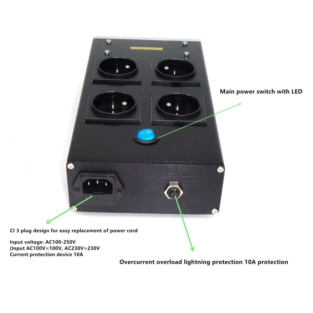 EU-4P التيار المتناوب الطاقة EMI تصفية مكيف الطاقة لتنقية الطاقة حماية الطفرة مع الاتحاد الأوروبي مأخذ التيار الكهربائي تمديد المقبس