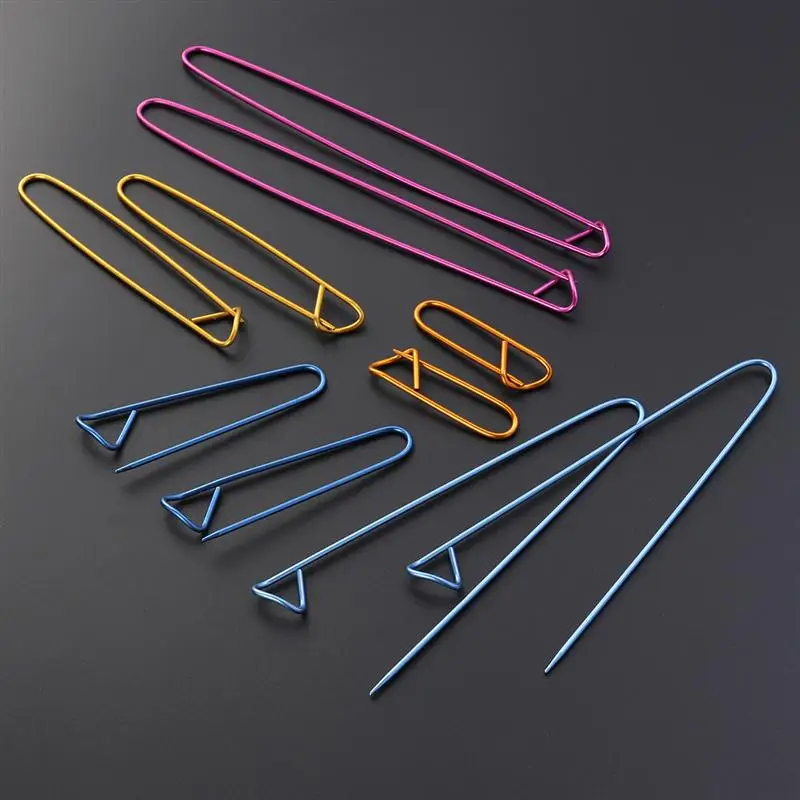 10pcs Assorted Colors Yarn Stitch Holder Set Crochet Knitting Needle Alloy Safety Pins (Random Color)