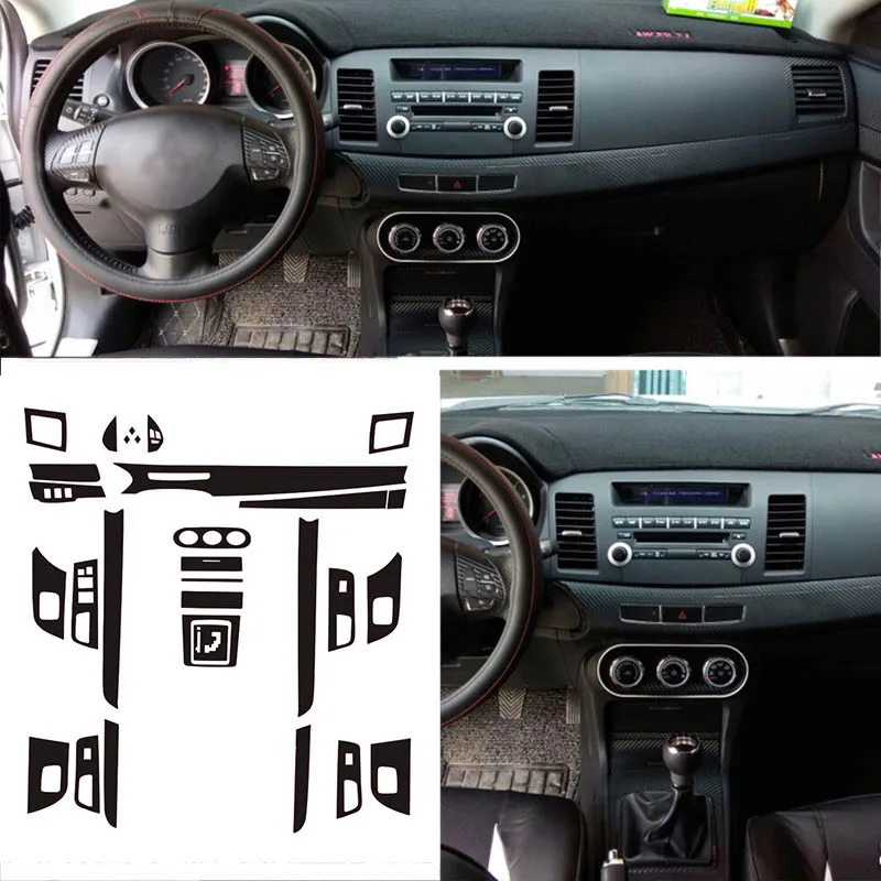 Car-Styling New Car Interior Center Console Color Change Carbon Fiber Molding Sticker Decals For Mitsubishi Lancer EX