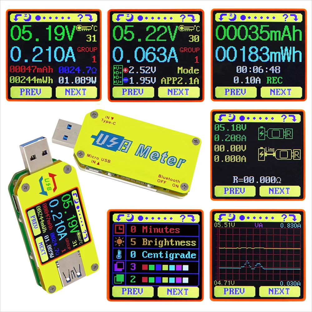 RD UM34 UM34C dla APP USB 3.0 Type-C DC woltomierz amperomierz miernik napięcia prądu ładowanie akumulatora miernik rezystancji kabla Tester