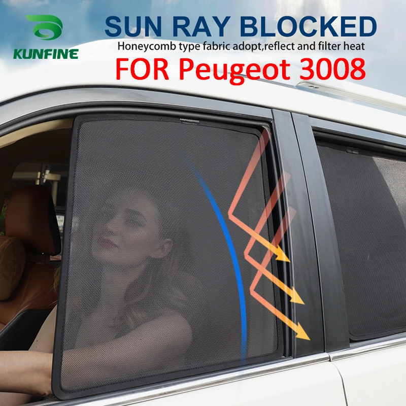 4PCS/Set Or 2PCS/Set Magnetic Car Side Window SunShades Mesh Shade Blind For Peugeot 3008 2016 2017 2018 2019