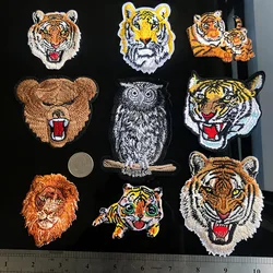 PGY Leopard Tiger Lion Wolf Animal ricamo ferro su toppe per abbigliamento Applique cappello fai da te cappotto accessori per abiti adesivo in tessuto