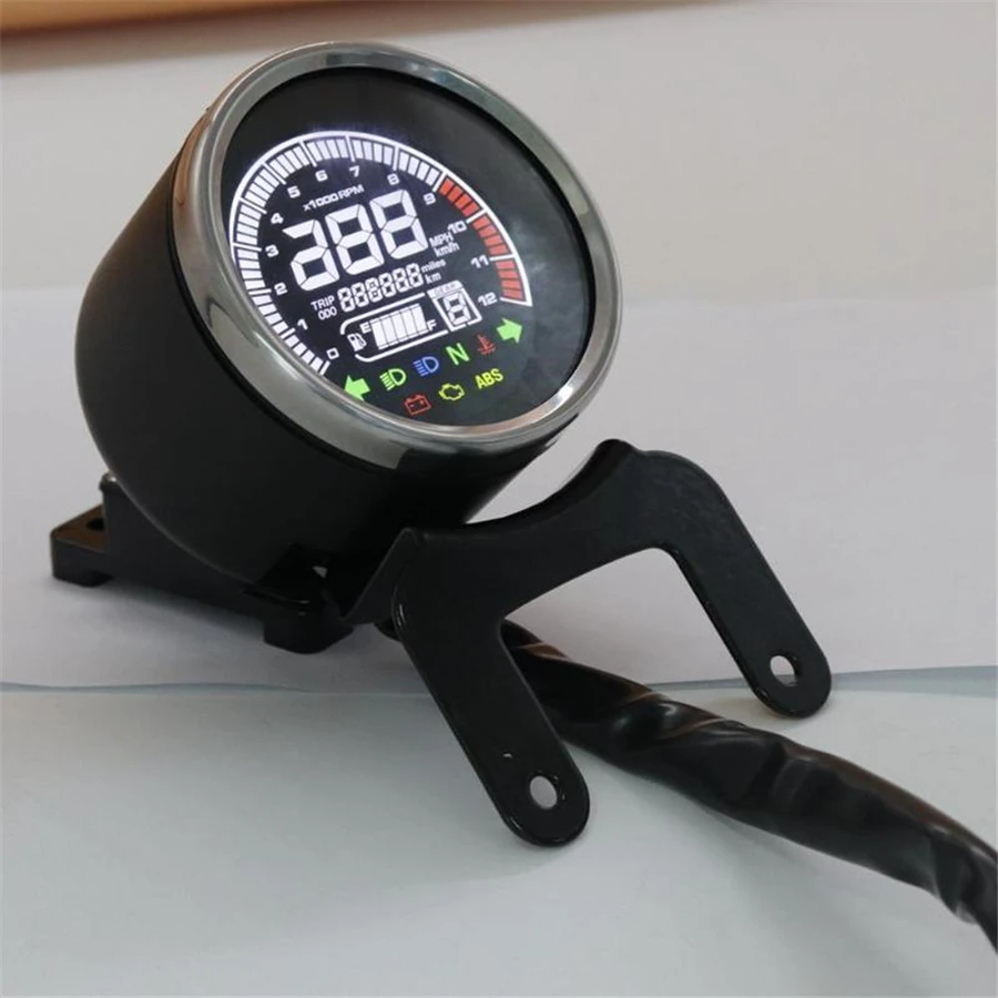 

12V Universal Motorcycle Speedometer Odometer Water TEMP Fuel Level Gauge Meter