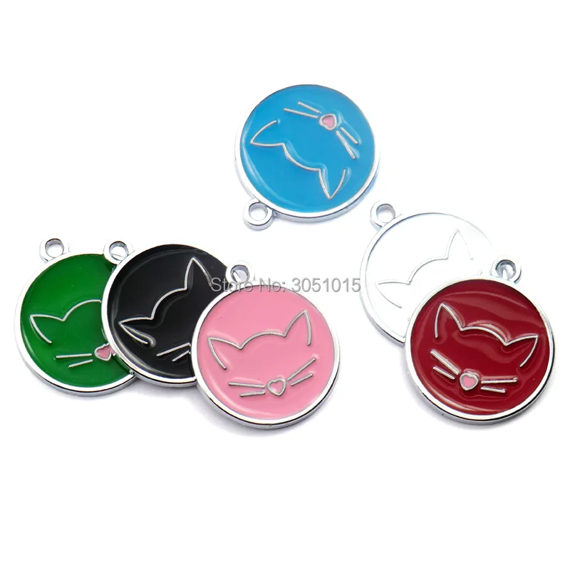 Wholesale 100Pcs Cute Personalized Dog ID Tags Pet  Plate For Animal Collar Accessories Keyrings Engraved Shop Name Metal craft