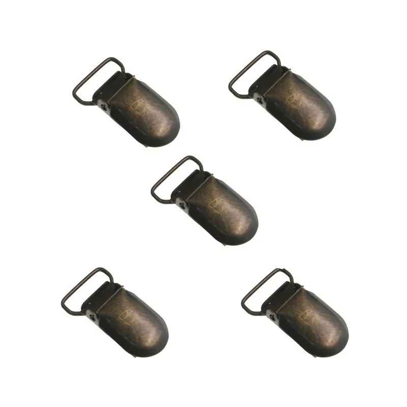 5pcs/lot Bronze Metal Pacifier Brace Clips 15 20mm Suspender Clips Bib Holder Antique Brass DIY Accessories