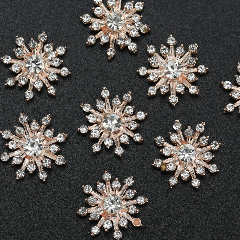 10Pcs/Lot 15mm Flower Decorative Rhinestone Buttons For Baby Hair Accessories Dress Crafts Jewelry DIY Accessories Scrapbooking