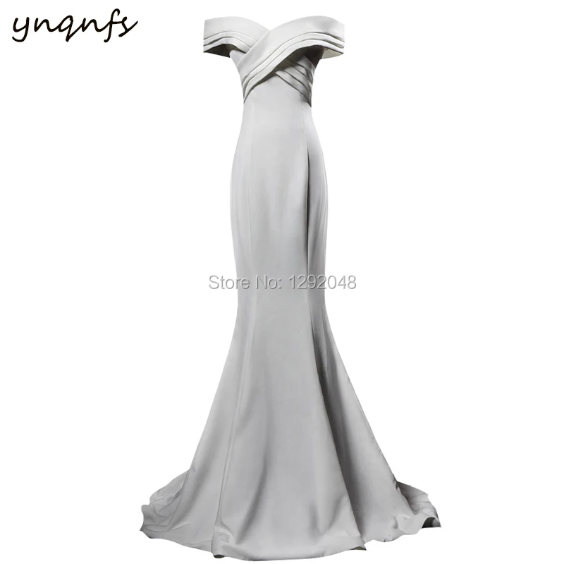 YNQNFS RE5 Real Mermaid Dress Long Vestidos de Festa Off Shoulder Wedding Guest Dress White Party Bridesmaid Dresses