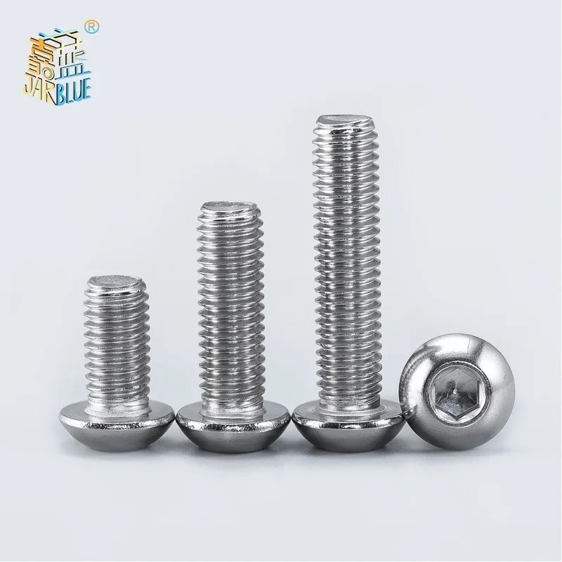 

50pcs M2 M2.5 M3 M4 M5 Iso7380 Gb70.2 304 Stainless Steel A2 Round Head Screws Mushroom Hexagon Socket Button Screw