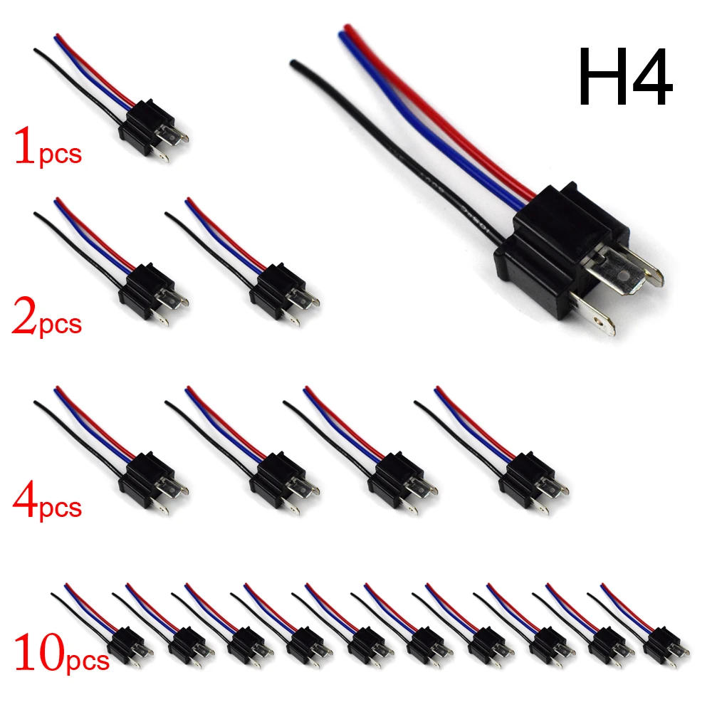 

2pcs 4pcs 10Pcs Wiring Harness Socket H4 HB2 Plug Male to Female Wire Connector Car Headlight Foglight Bulb Adapter Base