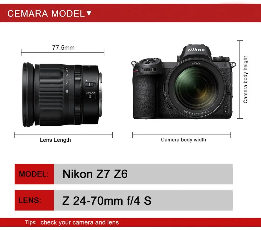 First2savvv całego ciała precyzyjne dopasowanie PU skórzany futerał na aparat cyfrowy pokrowiec Z powinny pasek do aparatu Nikon Z7 Z6 (NIKKOR Z 24 -70mm)