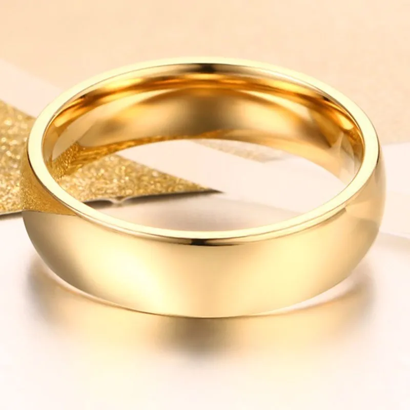 Gold Color Stainless Steel Engagement Wedding Band
