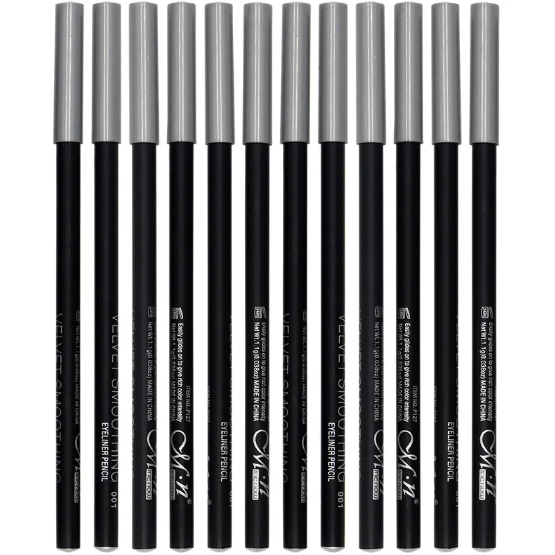 MENOW 12pcs/Lot Waterproof Black Eyeliner Pencil Long lasting Makeup Eyebrow Beauty Pen Eye Liner Cosmetic Tools High Quality