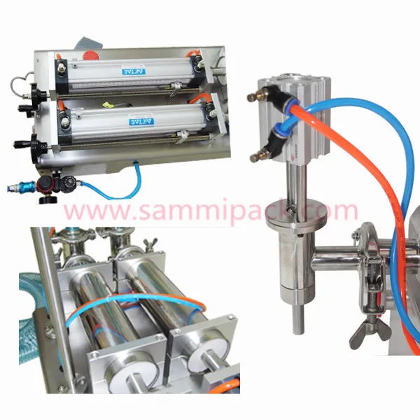 Hohe qualität pneumatische doppel köpfe flüssige füllstoff für shampoo, öl, saft