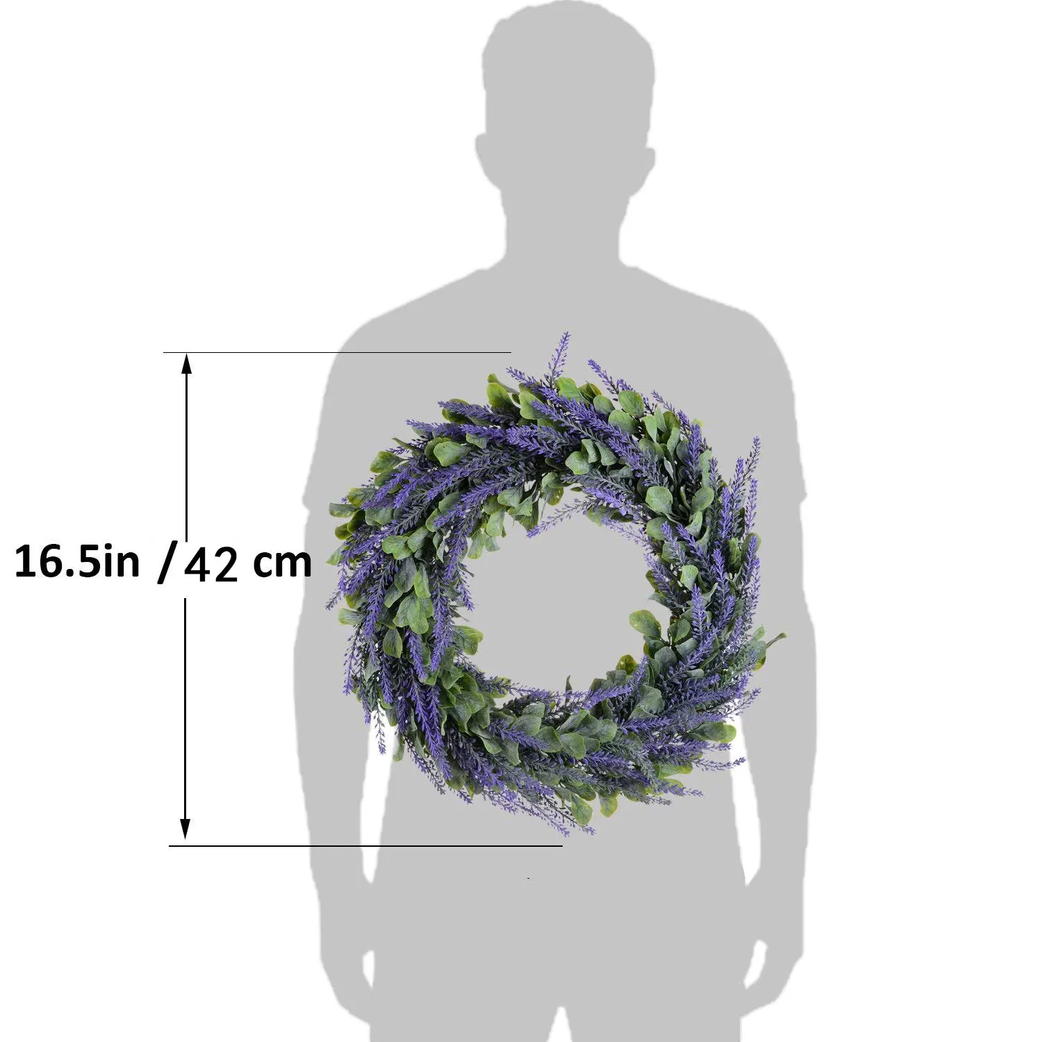 Artificial Wreath, Door Wreath 17 Inch Lavender Spring Wreath Round Wreath for The Front Door, Home Decor