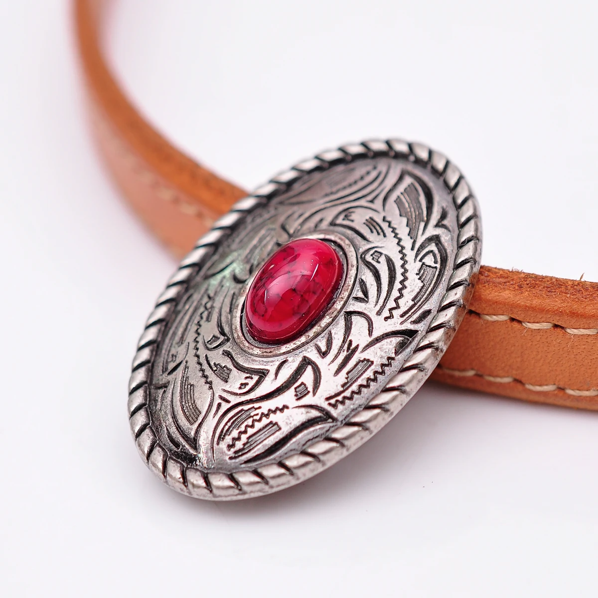 10X 35X25MM Western Antique Sliver Red Turquoise Engraved Saddle Tack Belt Prairie Dust Oval Conchos