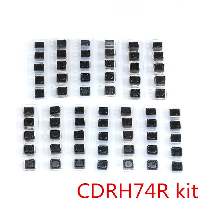 65PCS 13Values CDRH74R SMD Power Inductor Assortment Kit 2.2UH-680 Chip Inductors High Quality 7*7*4MM Wire Wound Chip