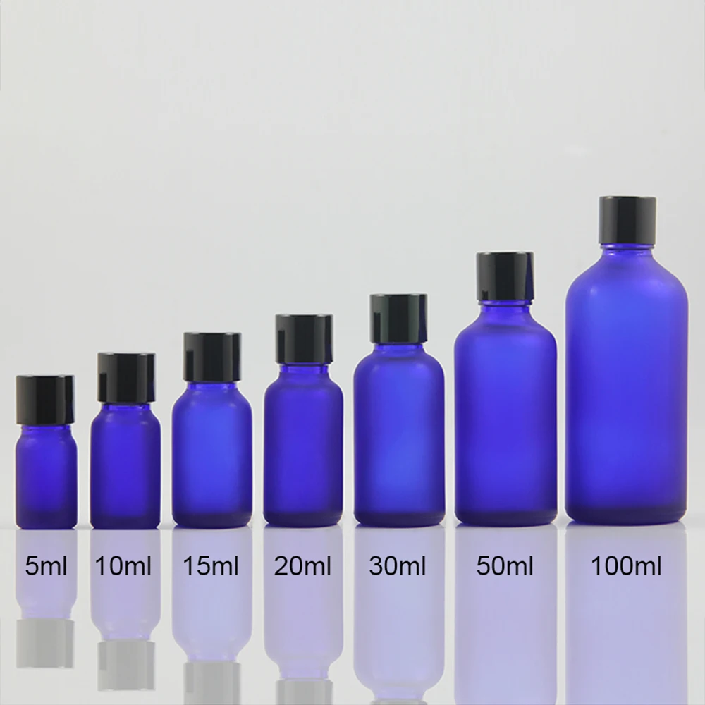 

blue frosted 10ml glass essential oil vial, empty cosmetic packaging glass bottles for perfume refillable bottle