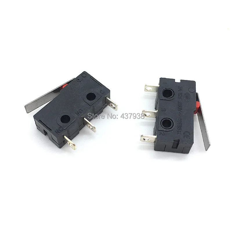 10pcs Limited Switch 3 Pin NO NC 5A 250VAC Micro Switch KW12 KW11-Z-2 Straight Lever Handle Length 16mm