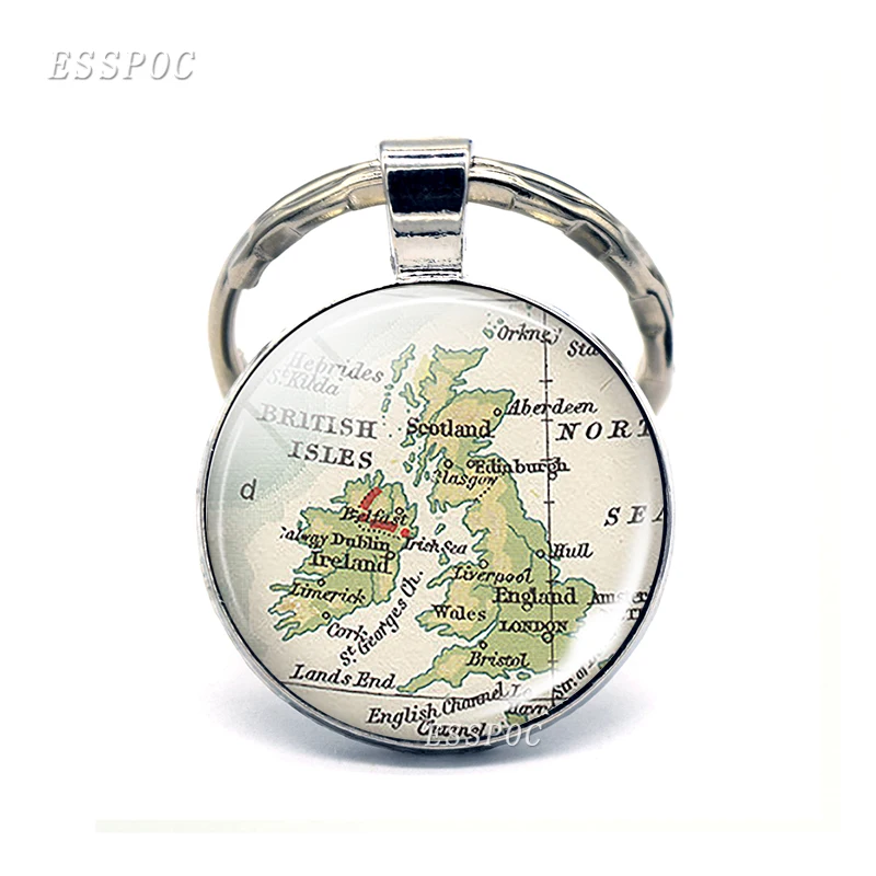 Europe Cities Map Glass Pendant Keychain Paris Prague Venice Rome Florence Fashion Souvenir Keyring Jewelry Gifts For Traveler image 5
