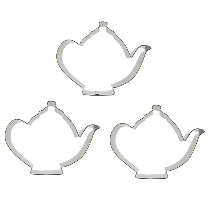 3 pcs Teapot shape Cookie cutter biscuit embossing machine Pastry candy Stainless steel baking molds Cake decorate kitchen Tools