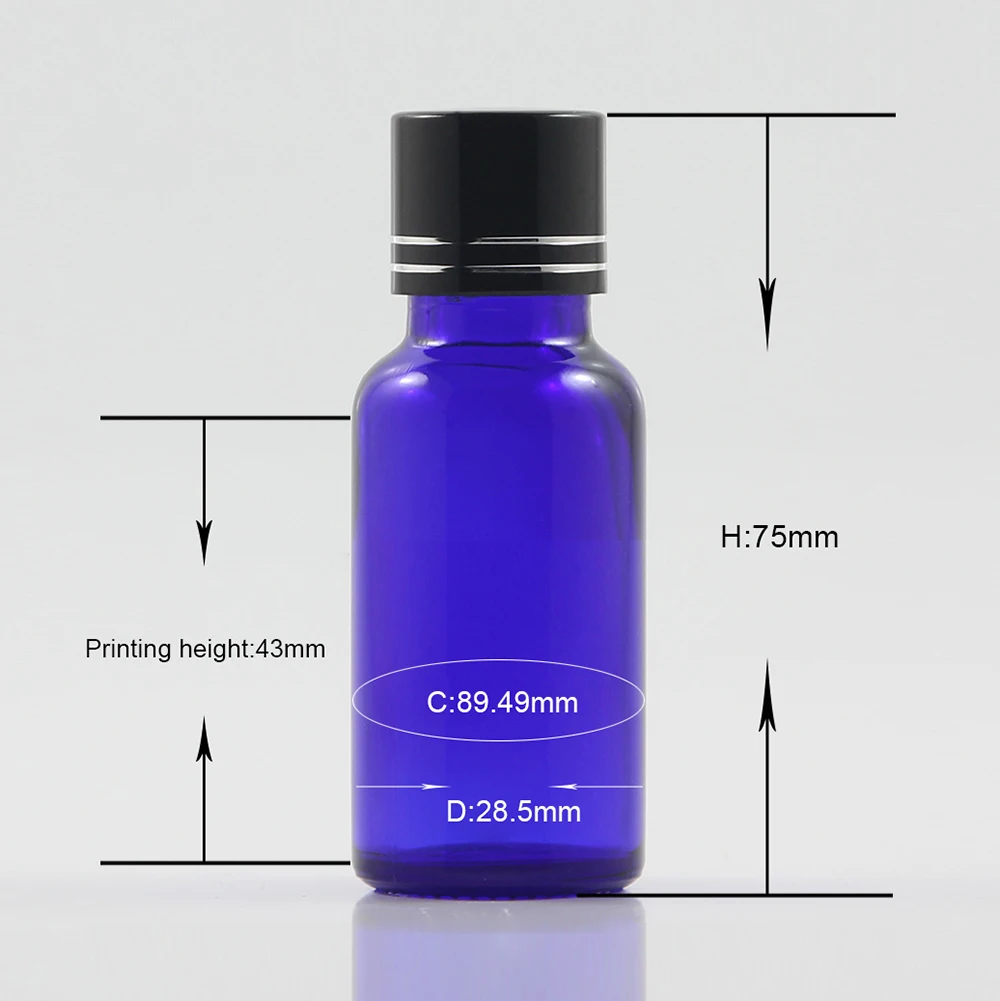 New product crystal cosmetic bottle 20ml serum packaging,20ml glass bottle with black screw cap in stock