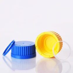 Capuchon de filetage en plastique avec anneau de lunette fileté, matériau polypropylène, capuchon à vis, jaune, bleu, orange, rouge, vert, blanc, rose, GL45 mm, 4 pièces