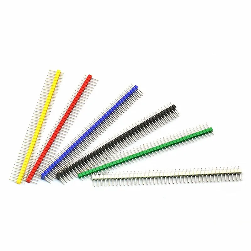 10pcs/lot 2.54mm 40 Pin 1x40 Single Row Male Breakable Pin Header Connector Strip & Jumper Blocks for Arduino 6 Colorful