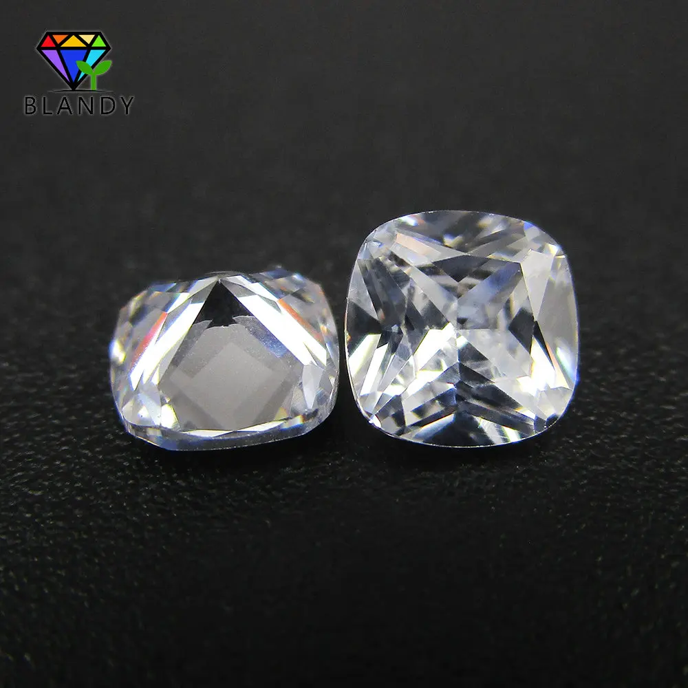 Free Shipping 50pcs/lot 5*5mm~12*12mm 5A Quality White CZ Stone Cushion Cut Loose Synthetic Cubic Zirconia Stone For Jewelry