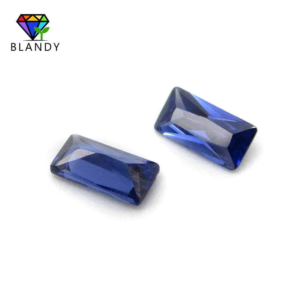 Hot Sale 2*4~9*11mm Rectangle Shape Sapphires Blue Cubic Zirconia Stone 5A Quality Borland CZ Stone Synthetic Gems For Jewelry