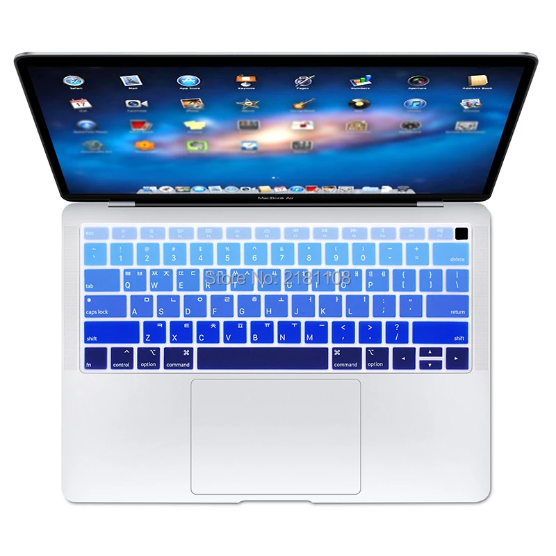 Korean Rainbow Keyboard Cover Silicone Skin Protector for Macbook Air 13 2018 with Touch ID Fingerprint US Version