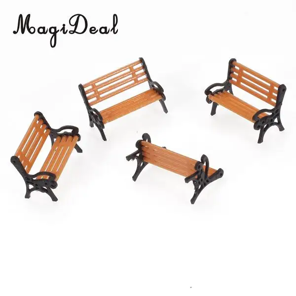 5Pcs/Lot 1:75 Plastic Bench Model Park Bench Model for Garden Station Platform Street Scene Layout Landscape w/ Black Arm