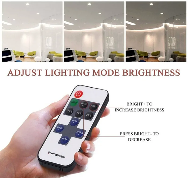 11Key 5V-24V LED Strip RF Mini Dimmer Wireless Remote Controller For 2pin 5050/2835 Single Color LED Strip