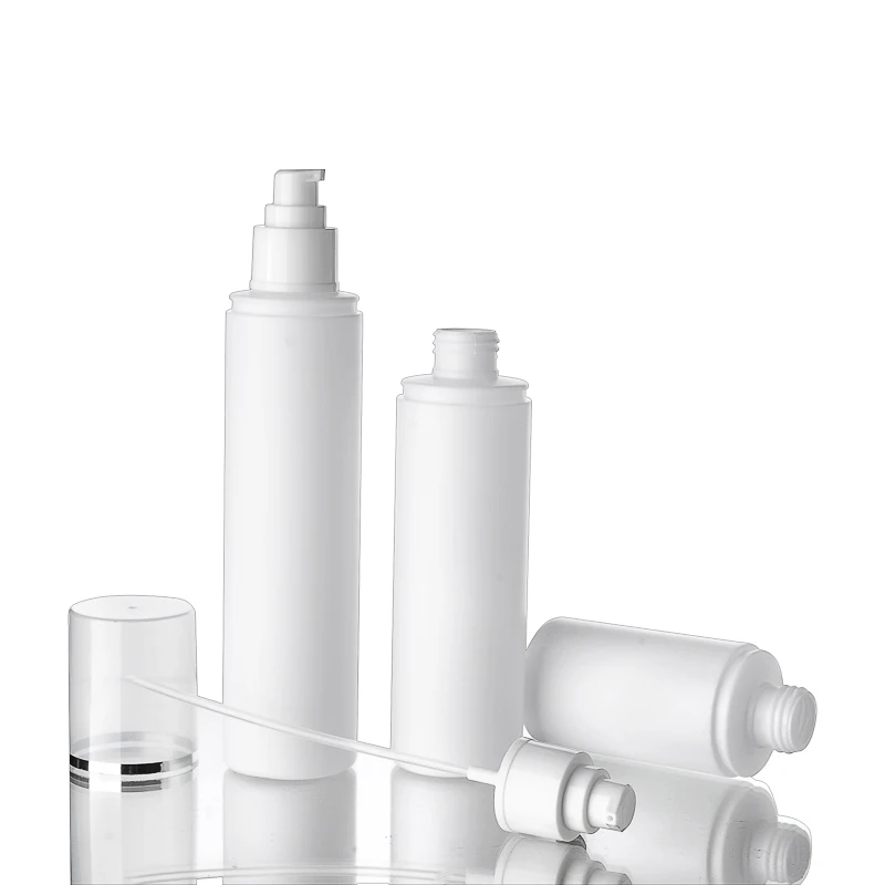 30pcs 180ml classical cream pump bottle white color with silver rim HDPE plastic refillable bottles for cosmetics