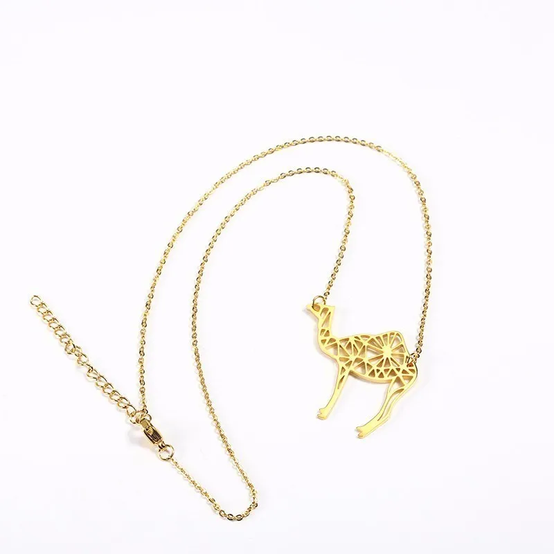 Fashion Stainless Steel Camel Animal Simple Silhouette Shaped Pendant Necklace Jewelry Desert Gift