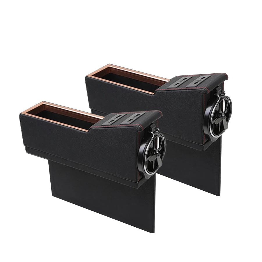 Universal Car Styling PU Leather 4 USB Car Charge Seat Gap Creative Storage Box Organizer Cup Drink Holder 1 Pair