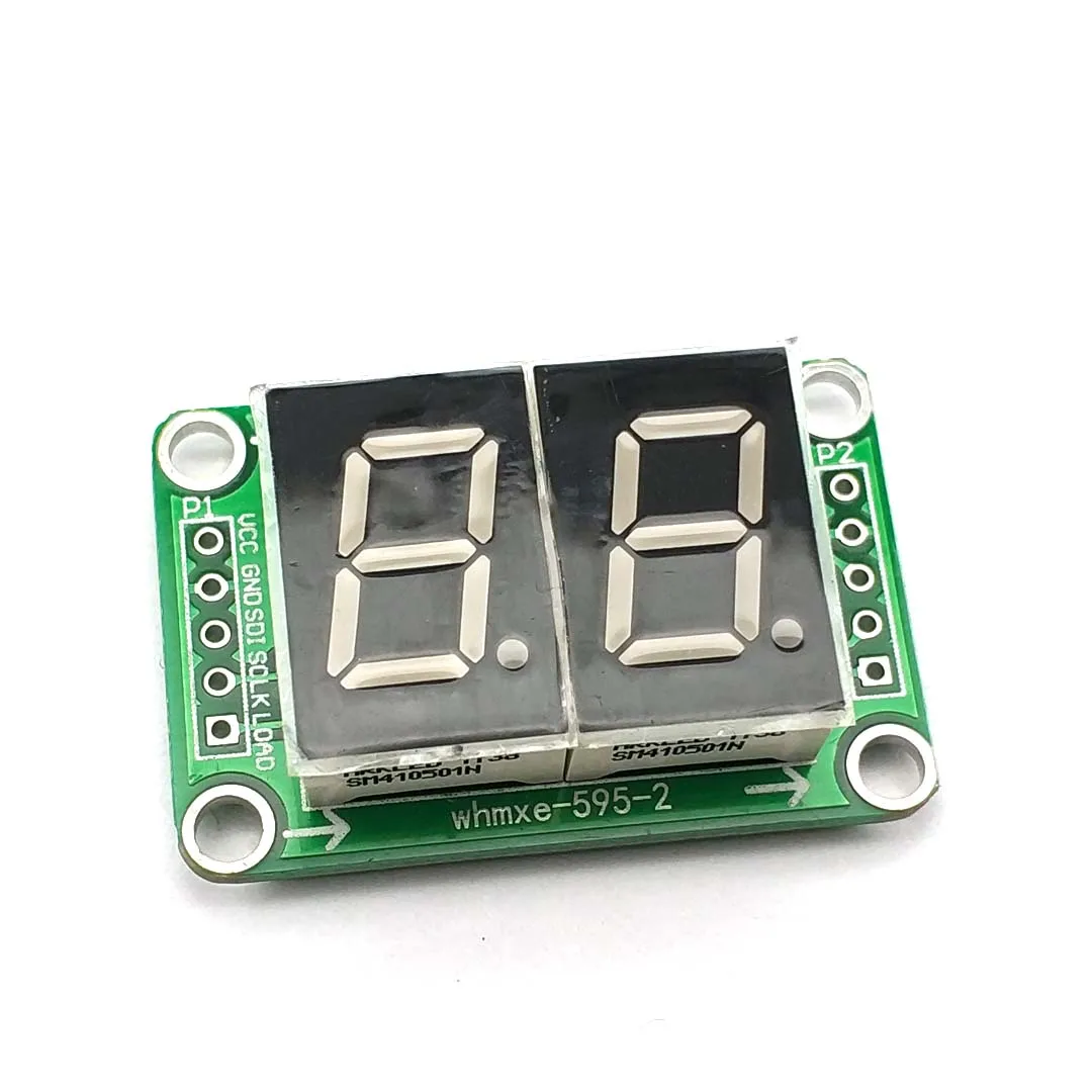 74HC595 Static Driving 2 Segment Digital Display Module Seamless Can Series 0.5-inch 2-bright Red