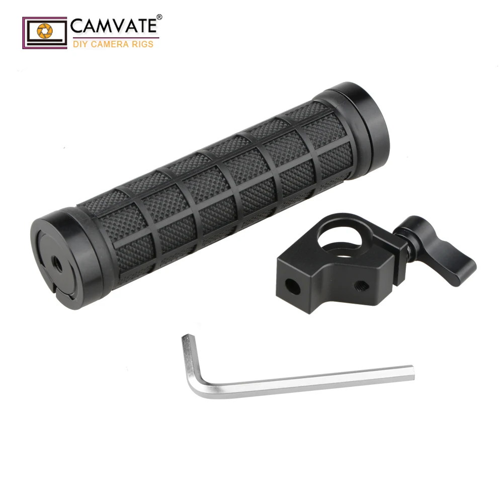 CAMVATE Rubber Camera Rod Handle Grip with 19mm Rod Adapter For DSLR Camera Shoulder Mount Rig Rod Support System Tripod Head