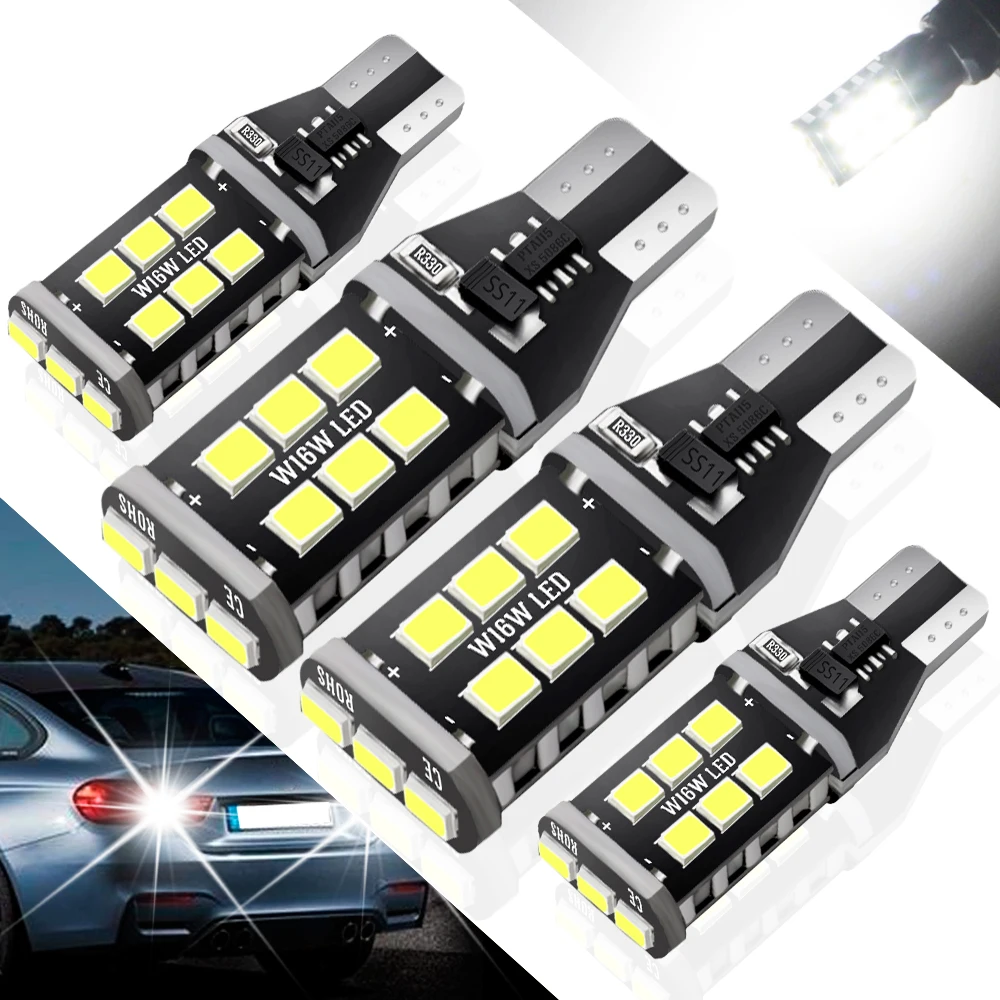 4pcs T15 W16W LED Bulbs 921 920 912 Canbus Error Free Backup Light 2835 SMD 6000K White Auto Car Reverse Parking Lamp DC 12V