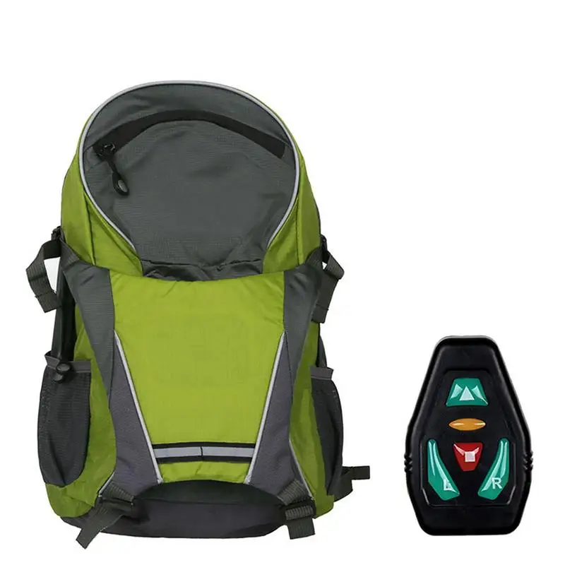 LED Wireless Remote Control Safety Turn Signal Light Backpack Bicycle Riding Night Warning Guiding Light Riding Bag