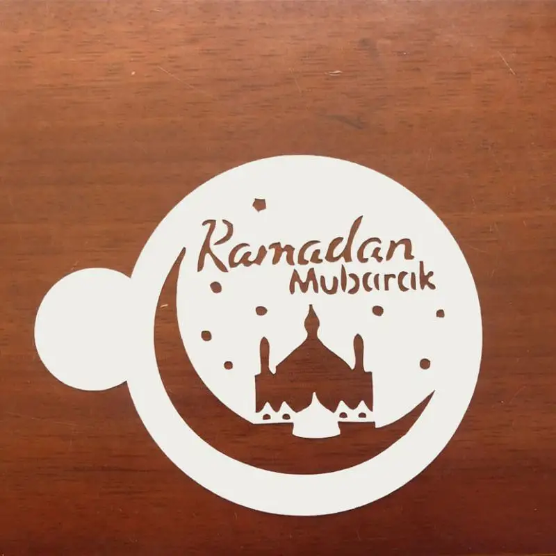 3 قطعة/المجموعة مسلم عيد مبارك رمضان كعكة الاستنسل غير المتكافئة شكل القهوة الفن الإستنسل الخبز كعكة الديكور رذاذ نمط