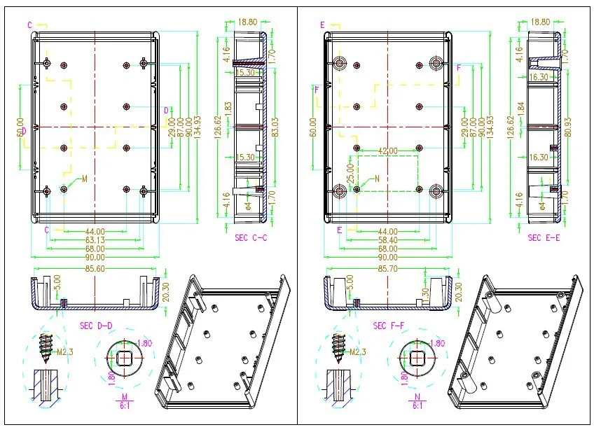 135*90*45mm plastic electronic project enclosure abs housing DIY desktop case PLC pcb design junction outlet switch control box