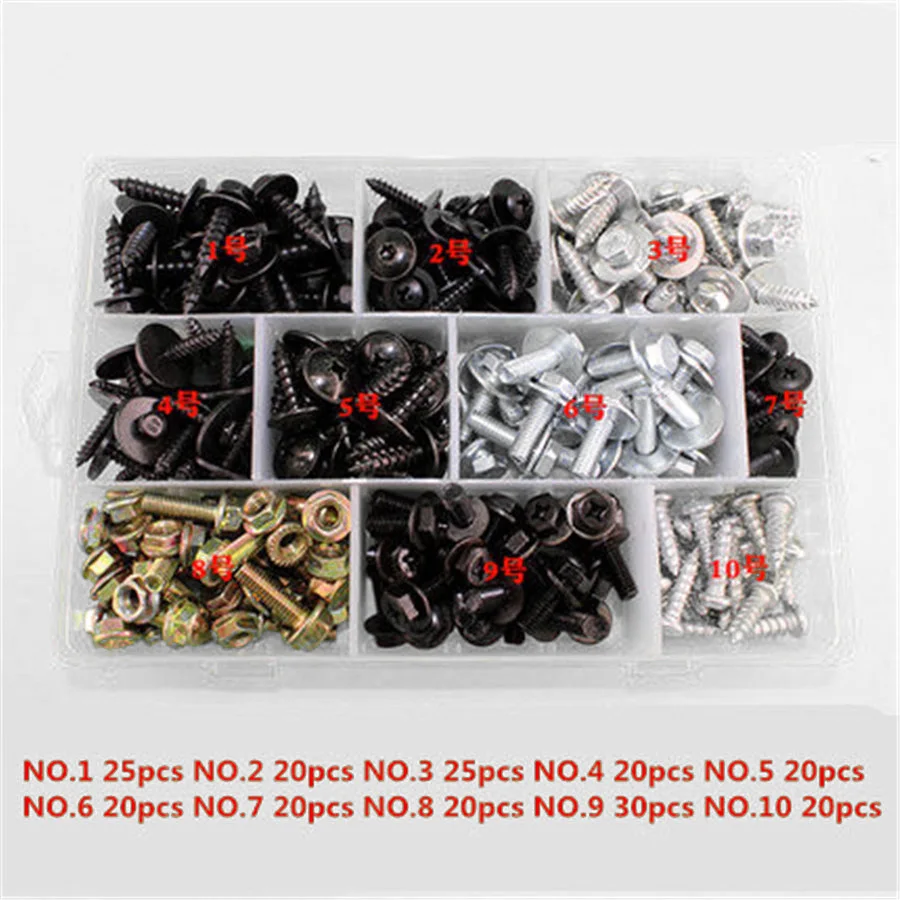 220Pcs Self tapping Screws kit Mixed Fixed Auto Car Body Fender Screws Metal Rivet Fastener M4 M5 M6