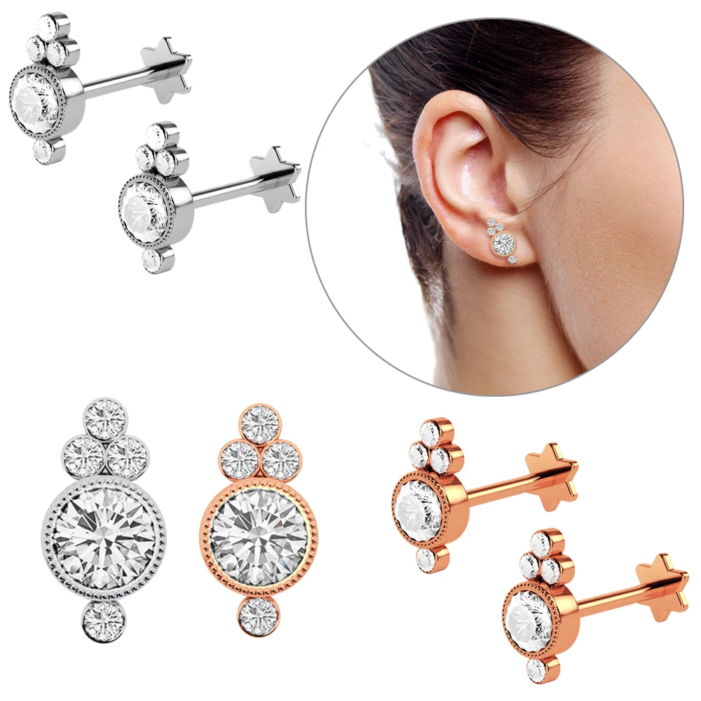 1PC Steel Ear Tragus Cartilage Piercing Crystal Square Conch Lobe Earrings Barbell Piercing Orelha Lip Studs Helix Sexy Jewelry