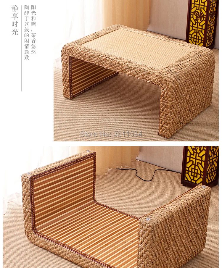 Japanese and Korean vine-woven straw-woven tatami tea table platform, Kang table, floating window table, small tea table