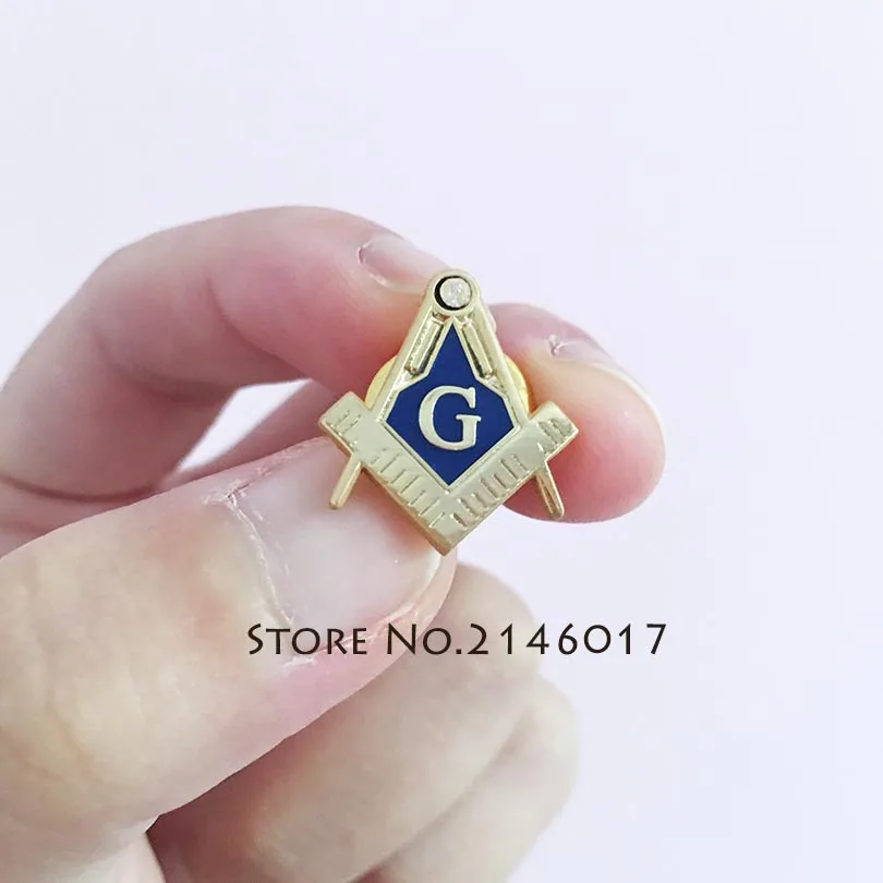 Square and Compass with G Rhinestone Masonic Freemason Lapel Pin Badges Brass Material Brooch and Pins Masonry