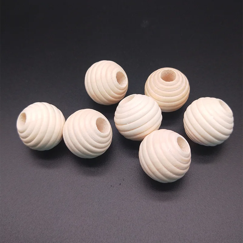 12mm/20mm Natural Ball Big Round Thread wooden Spacer Beads Eco Natural Color Wood Beads DIY Making Crafts Kids Toys Accessories