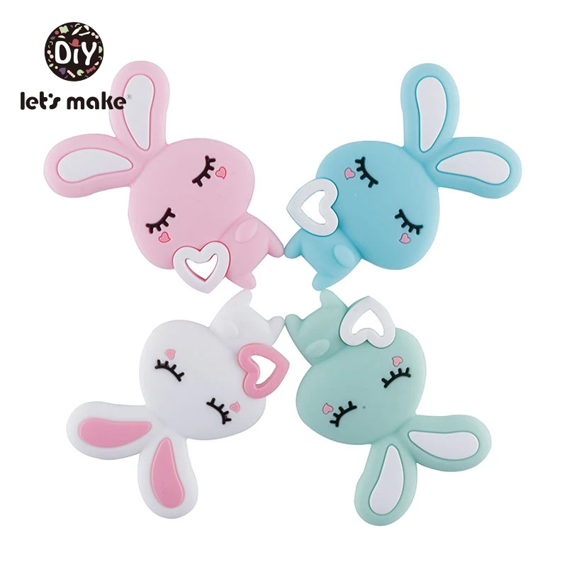 

Let's Make 1pc Silicone Teether Rabbit Shape DIY Teething Necklace Charms Tiny Rod Baby Teeth Teethers Toys Bunny Patent Owner