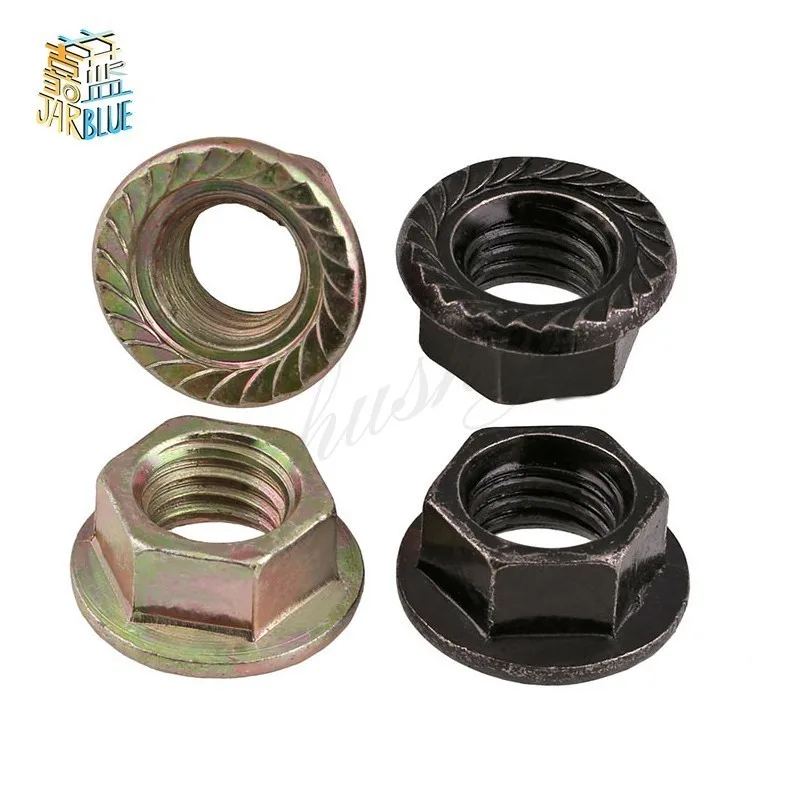 10-50PCS M3 M4 M5 M6 M8 M10 M12 Color Zinc Hexagonal Flange Nut / Flower Nut / Anti-skid Anti-loose